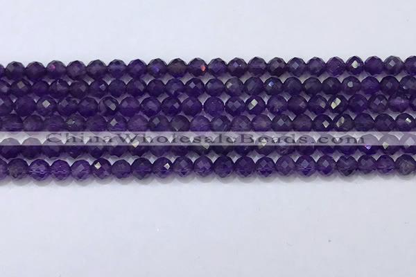 CNA990 15.5 inches 4mmm faceted round amethyst beads wholesale