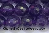 CNA992 15.5 inches 8mmm faceted round amethyst beads wholesale