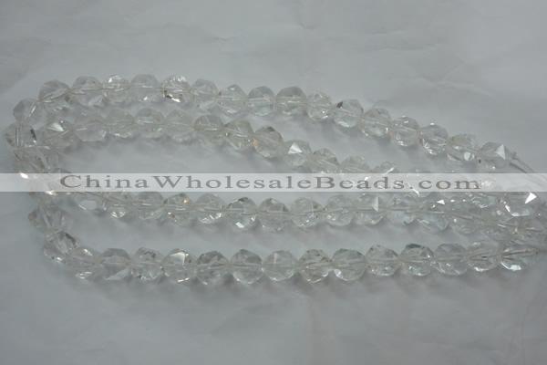 CNC103 15 inches 12mm faceted nuggets white crystal beads
