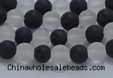 CNC110 15.5 inches 4mm round matte white crystal & black agate beads