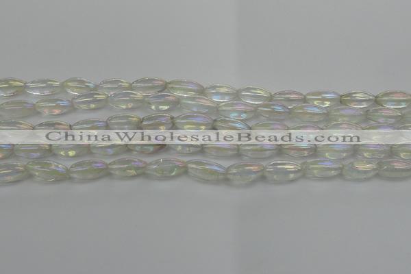 CNC210 15.5 inches 6*12mm rice AB-color white crystal beads