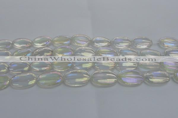 CNC218 15.5 inches 18*25mm oval AB-color white crystal beads