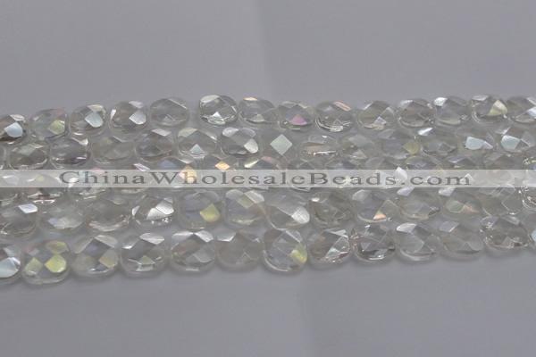 CNC220 15.5 inches 10*10mm faceted square AB-color white crystal beads