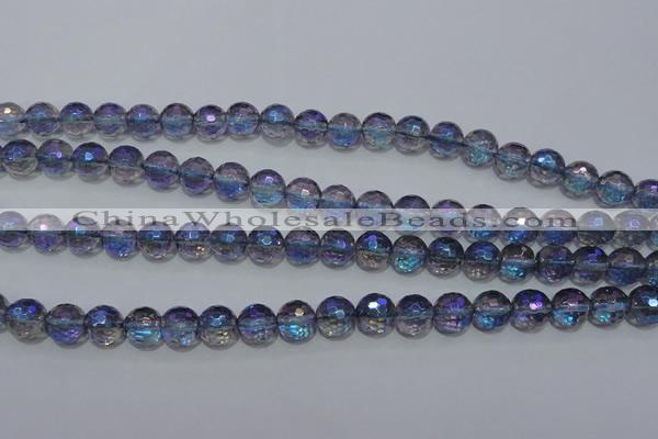 CNC311 15.5 inches 6mm faceted round AB-color white crystal beads