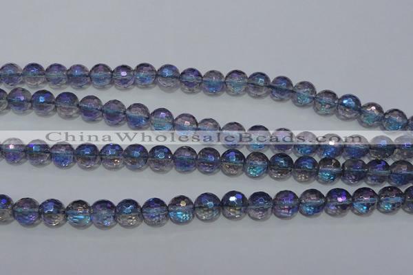 CNC312 15.5 inches 8mm faceted round AB-color white crystal beads