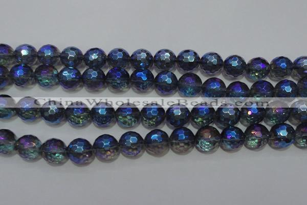 CNC314 15.5 inches 12mm faceted round AB-color white crystal beads