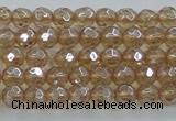 CNC516 15.5 inches 4mm faceted round dyed natural white crystal beads