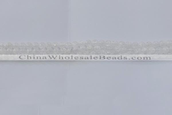 CNC550 15.5 inches 4mm round natural crackle white crystal beads