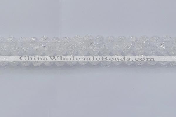 CNC552 15.5 inches 8mm round natural crackle white crystal beads