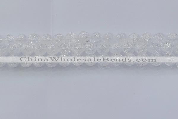 CNC553 15.5 inches 10mm round natural crackle white crystal beads