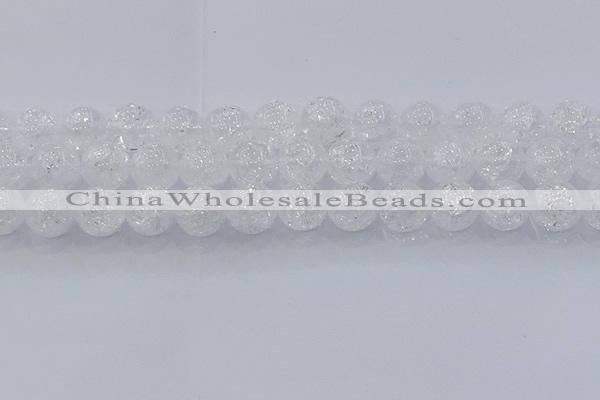 CNC555 15.5 inches 14mm round natural crackle white crystal beads