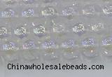 CNC561 15.5 inches 6mm round plated crackle white crystal beads