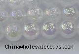 CNC562 15.5 inches 8mm round plated crackle white crystal beads