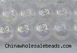 CNC563 15.5 inches 10mm round plated crackle white crystal beads