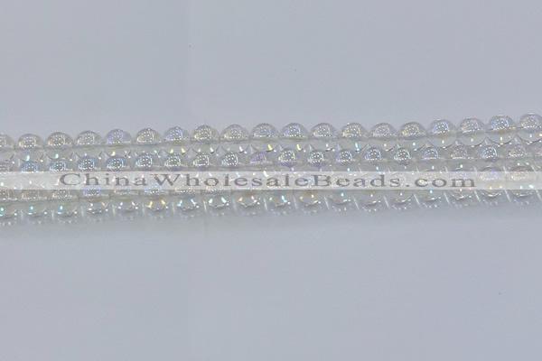 CNC571 15.5 inches 8mm round plated natural white crystal beads