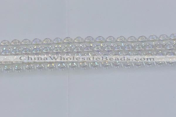 CNC572 15.5 inches 10mm round plated natural white crystal beads