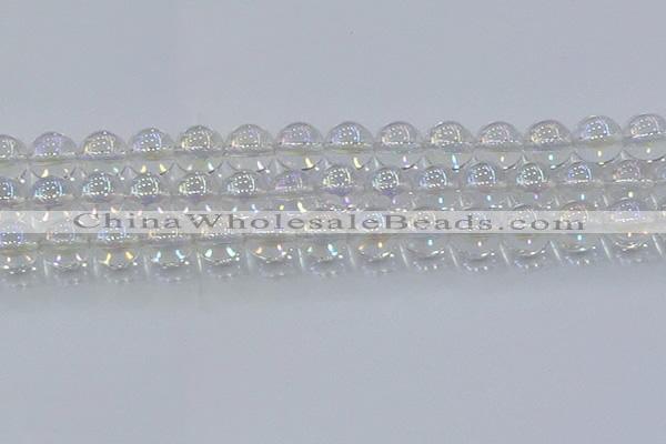 CNC574 15.5 inches 14mm round plated natural white crystal beads