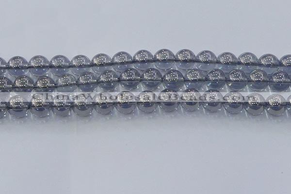 CNC598 15.5 inches 14mm round plated natural white crystal beads