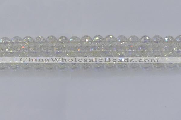 CNC603 15.5 inches 10mm faceted round plated natural white crystal beads