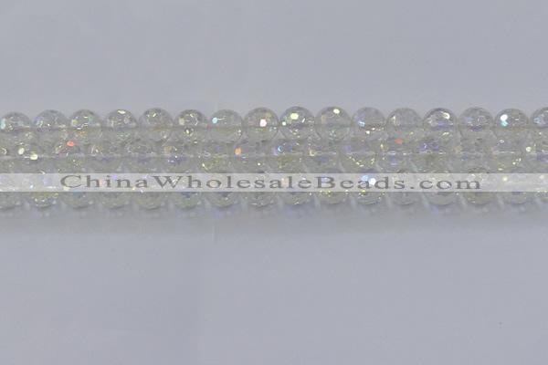 CNC603 15.5 inches 10mm faceted round plated natural white crystal beads