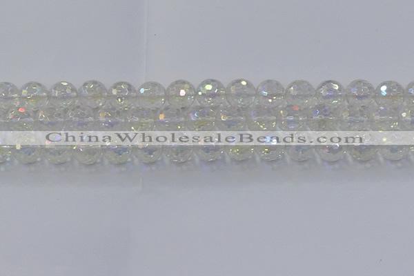 CNC604 15.5 inches 12mm faceted round plated natural white crystal beads