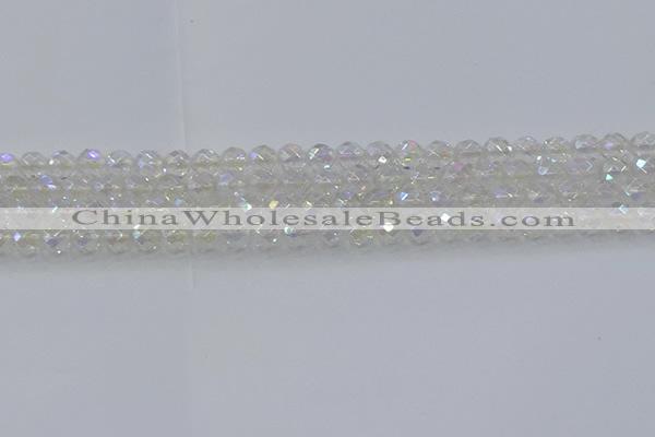 CNC607 15.5 inches 4mm faceted round plated natural white crystal beads