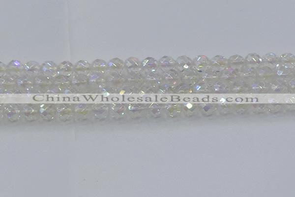 CNC611 15.5 inches 12mm faceted round plated natural white crystal beads