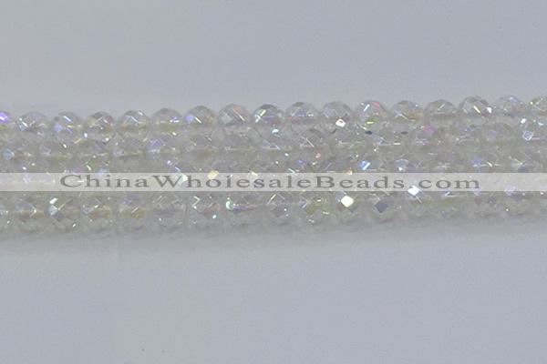 CNC612 15.5 inches 14mm faceted round plated natural white crystal beads