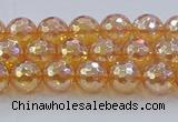 CNC614 15.5 inches 6mm faceted round plated natural white crystal beads