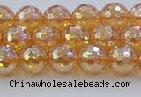 CNC615 15.5 inches 8mm faceted round plated natural white crystal beads