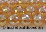 CNC617 15.5 inches 12mm faceted round plated natural white crystal beads