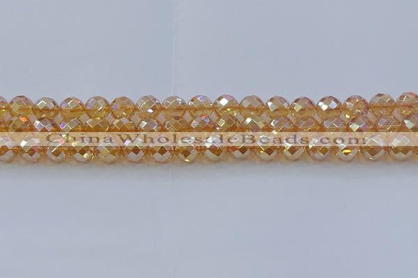 CNC621 15.5 inches 8mm faceted round plated natural white crystal beads
