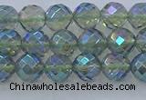 CNC626 15.5 inches 4mm faceted round plated natural white crystal beads