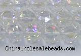 CNC646 15.5 inches 8mm faceted round plated natural white crystal beads