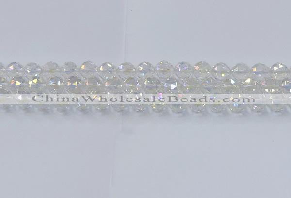CNC647 15.5 inches 10mm faceted round plated natural white crystal beads