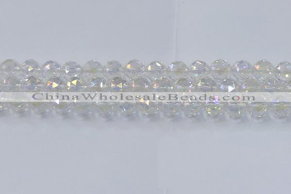 CNC648 15.5 inches 12mm faceted round plated natural white crystal beads