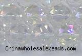 CNC649 15.5 inches 14mm faceted round plated natural white crystal beads