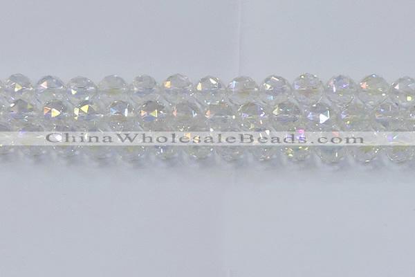 CNC649 15.5 inches 14mm faceted round plated natural white crystal beads