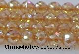 CNC651 15.5 inches 6mm faceted round plated natural white crystal beads