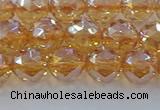CNC652 15.5 inches 8mm faceted round plated natural white crystal beads