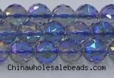 CNC664 15.5 inches 8mm faceted round plated natural white crystal beads