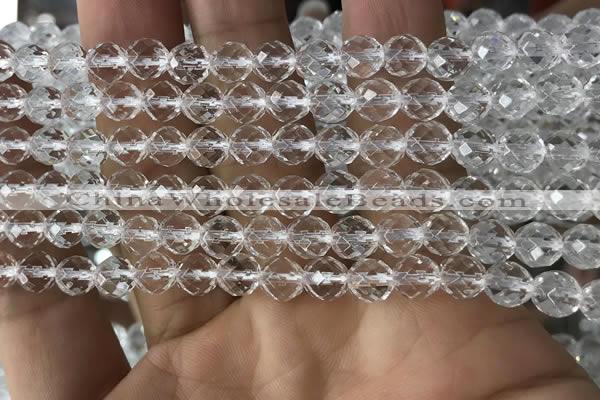 CNC702 15.5 inches 6mm faceted round white crystal beads