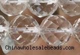 CNC706 15.5 inches 14mm faceted round white crystal beads