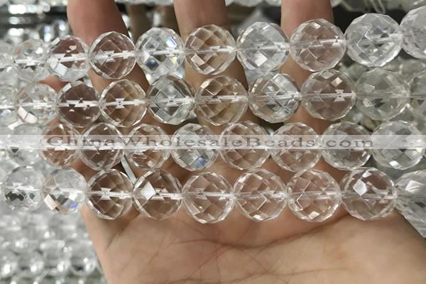CNC709 15.5 inches 20mm faceted round white crystal beads