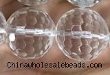 CNC718 15.5 inches 18mm faceted round white crystal beads