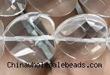 CNC739 15.5 inches 16*16mm faceted heart white crystal beads