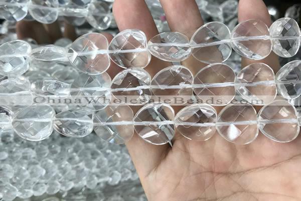 CNC740 15.5 inches 18*18mm faceted heart white crystal beads