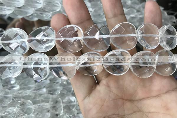 CNC741 15.5 inches 20*20mm faceted heart white crystal beads