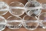 CNC744 15.5 inches 8mm faceted coin white crystal beads