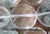 CNC750 15.5 inches 20mm faceted coin white crystal beads
